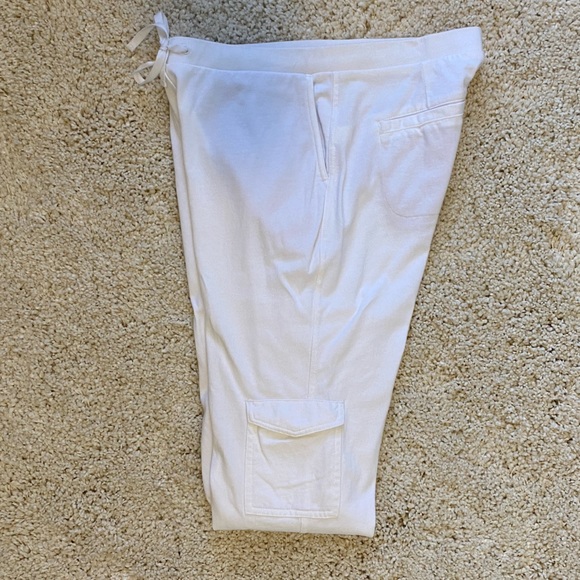 J.Jill Women’s Cropped Cargo Pants White Cotton Drawstring Pockets Size XSP - Picture 6 of 7